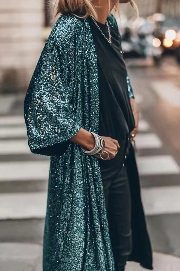 Maude: Glitzernder Cardigan-Mantel mit Pailletten
