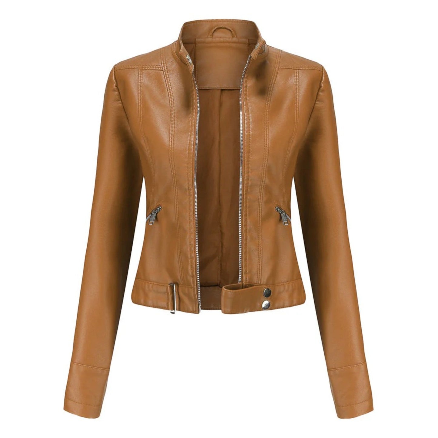 ModeGeist | Kurze Bikerjacke für Frauen - Langarm