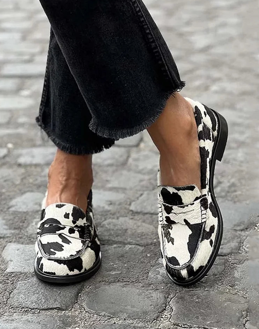 MODEGEIST Damen Loafer Klassisch Schwarz Leder