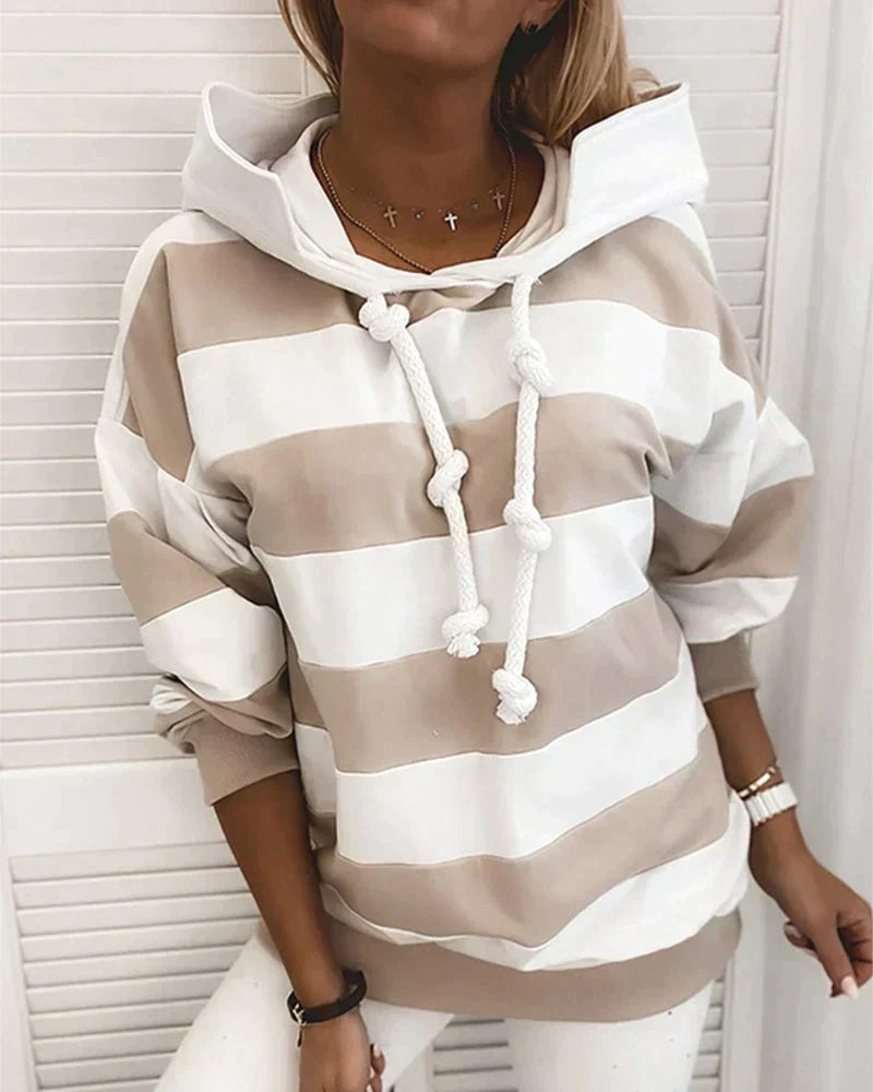 ModeGeist | Hoodie - Damen Herbst Gestreifter Hoodie