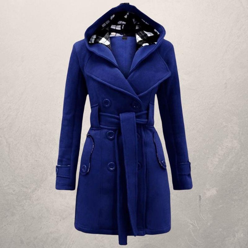 ModeGeist | Trenchcoat - Zweireihig - Kapuze - Gürtelschnalle In Der Taille - Klassischer Schnitt