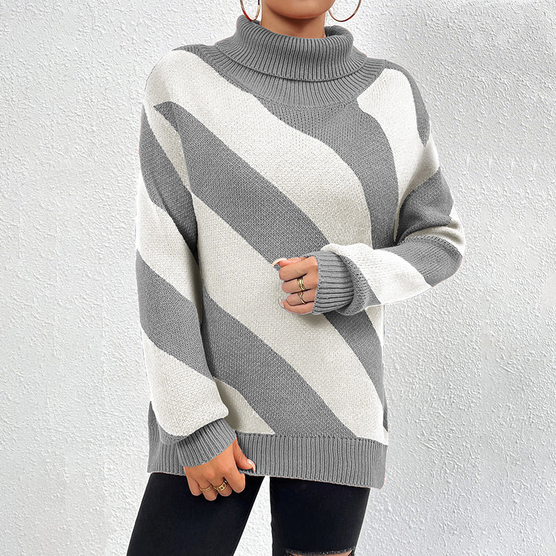 ModeGeist | Gestreifter Strickpullover Mit Lässigem Design