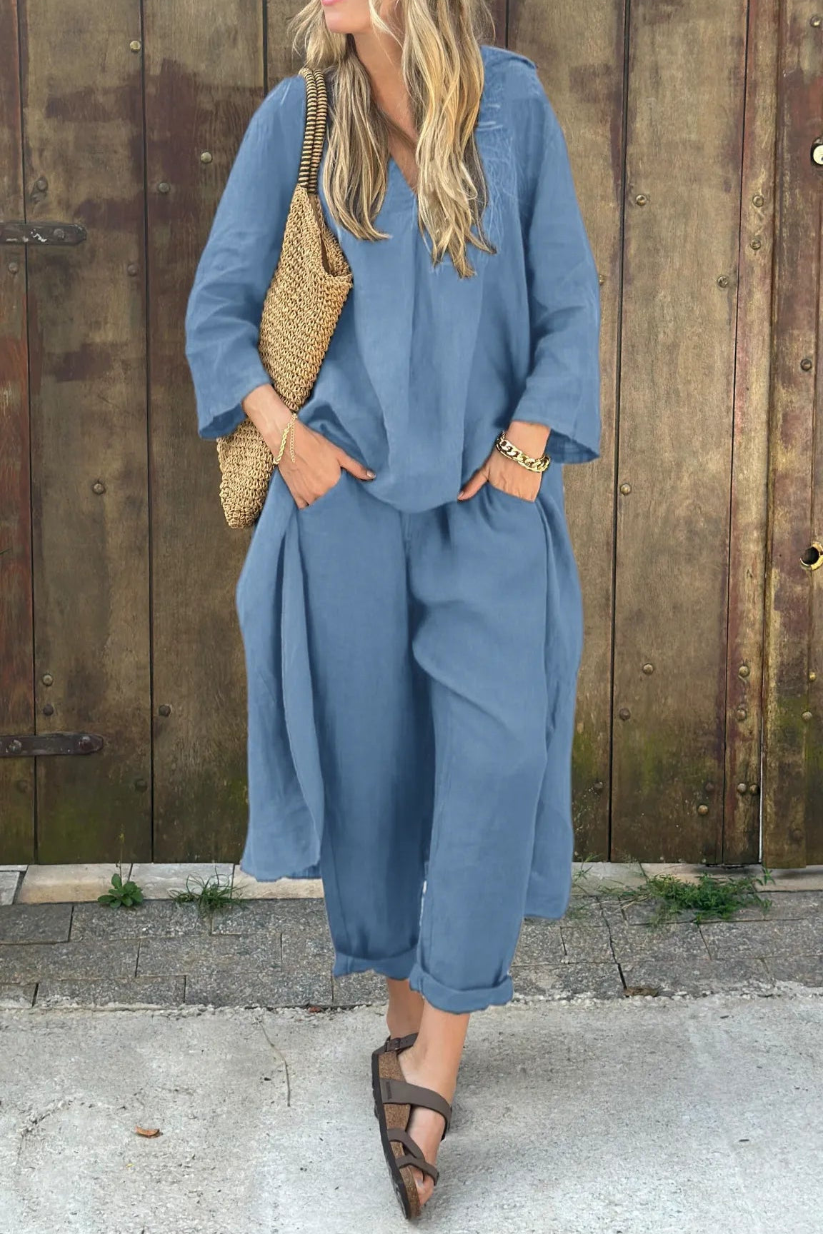 MODEGEIST Damen Sommer-Set Zweiteiler Leicht Koordiniert Freizeitlook