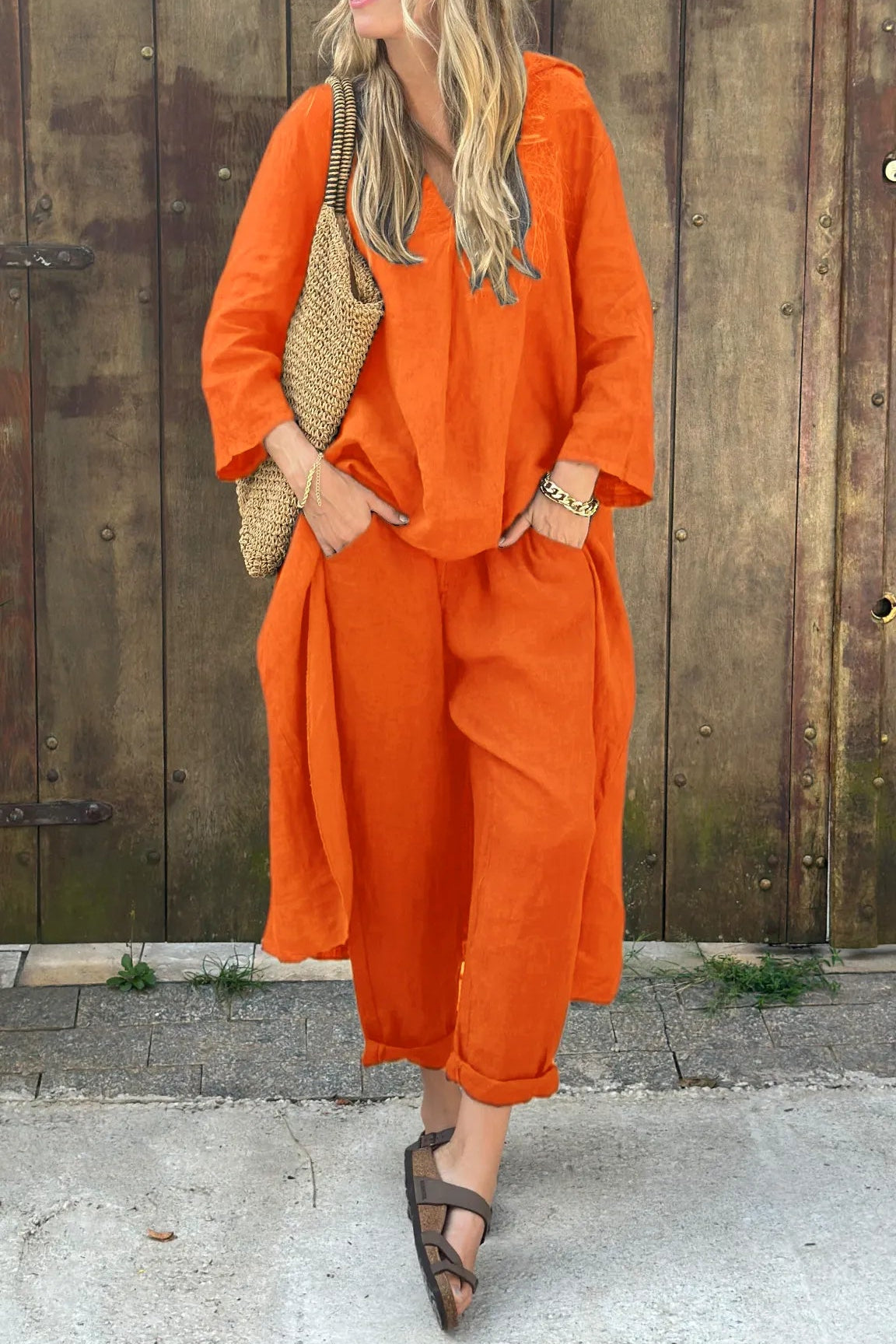 MODEGEIST Damen Sommer-Set Zweiteiler Leicht Koordiniert Freizeitlook