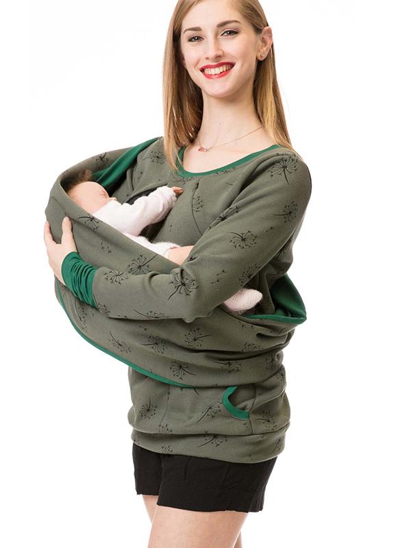 ModeGeist | Schwangerschaftspullover Für Stillen Mit Blumenmuster Und Taschen