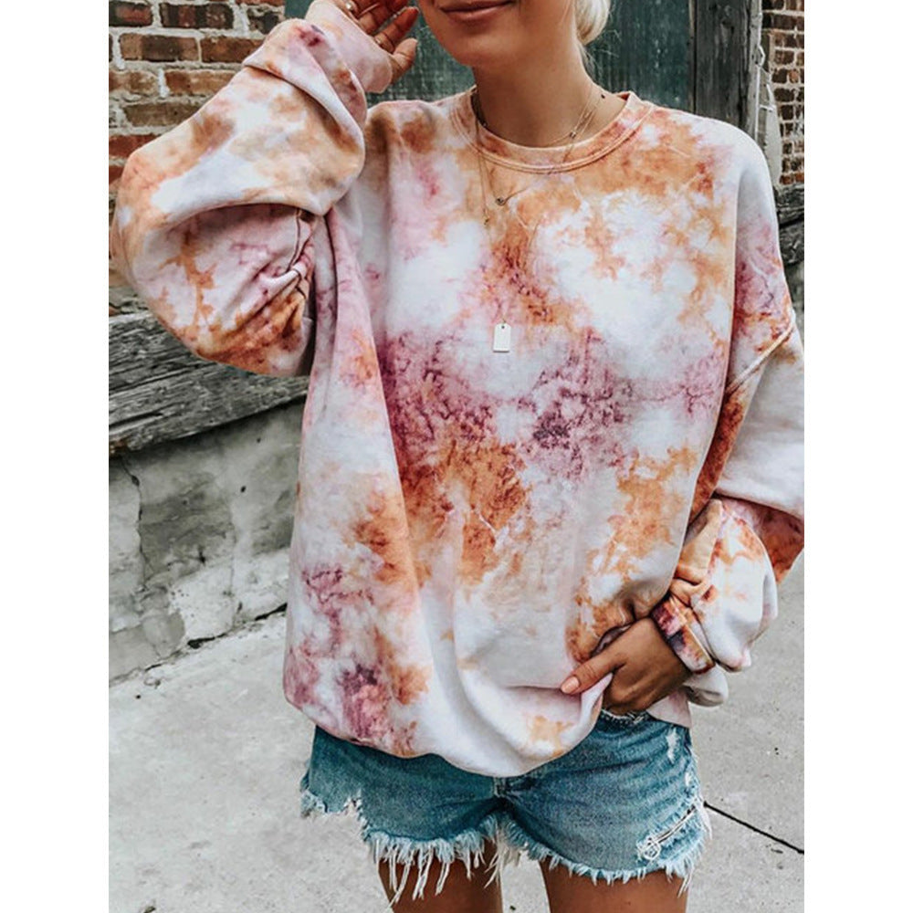Damen lässiger Sweatshirt mit buntem Batik-Muster ModeGeist
