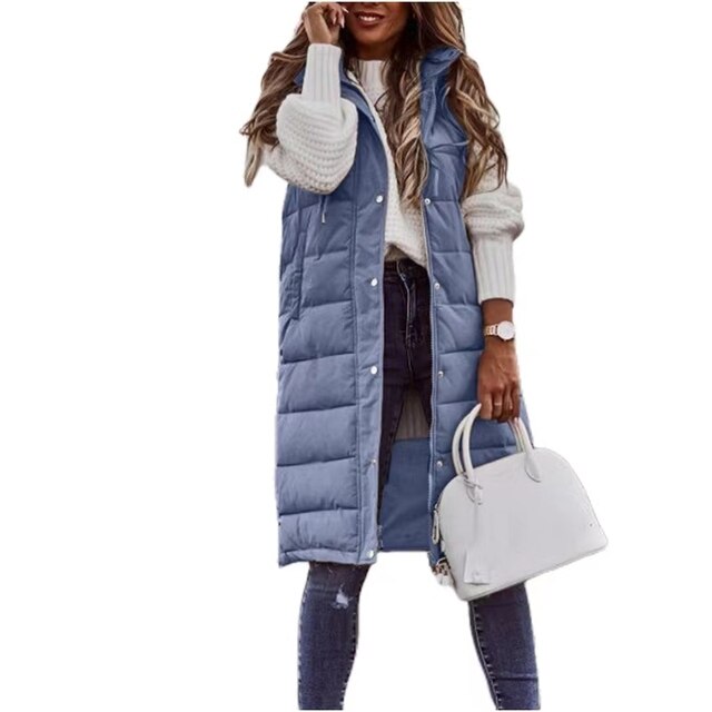 ModeGeist | Damen Langer Ärmelloser Wintermantel
