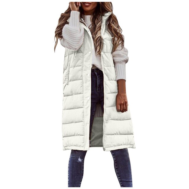 ModeGeist | Damen Langer Ärmelloser Wintermantel