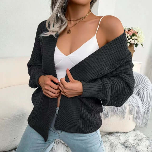 ModeGeist | Strickjacke - Damen Herbst Strick Offen-Front Strickjacke