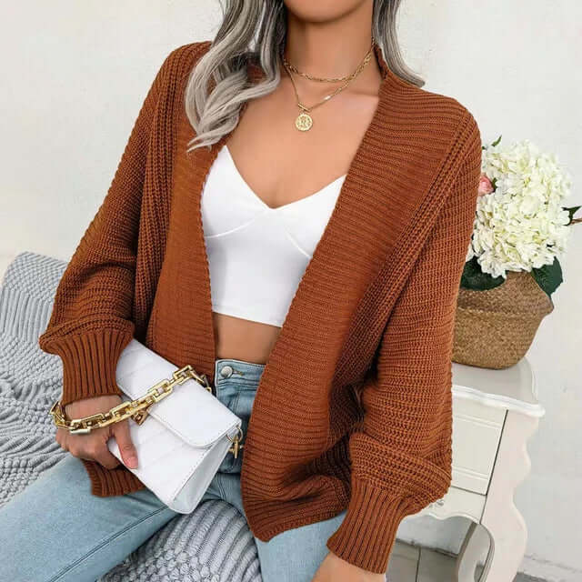 ModeGeist | Strickjacke - Damen Herbst Strick Offen-Front Strickjacke