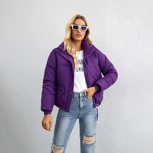 ModeGeist | Kurze Stehkragen Reißverschluss Pufferjacke