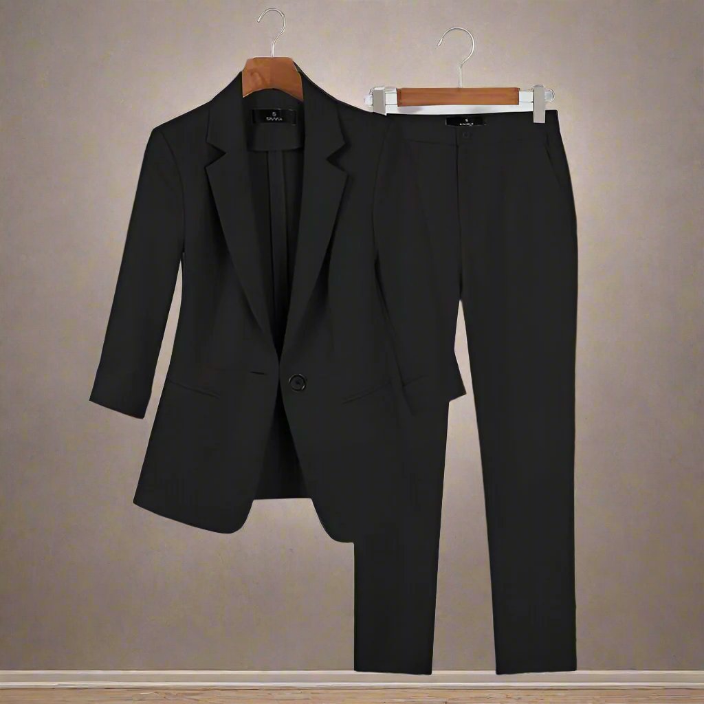 ModeGeist | Blazer und Hose - Taillierte Passform - Eleganter Ein-Knopf-Blazer - Schmale Anzughose