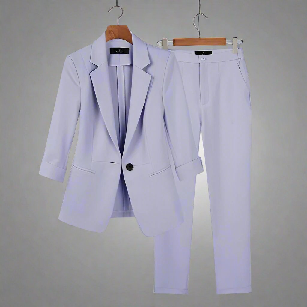 ModeGeist | Blazer und Hose - Taillierte Passform - Eleganter Ein-Knopf-Blazer - Schmale Anzughose