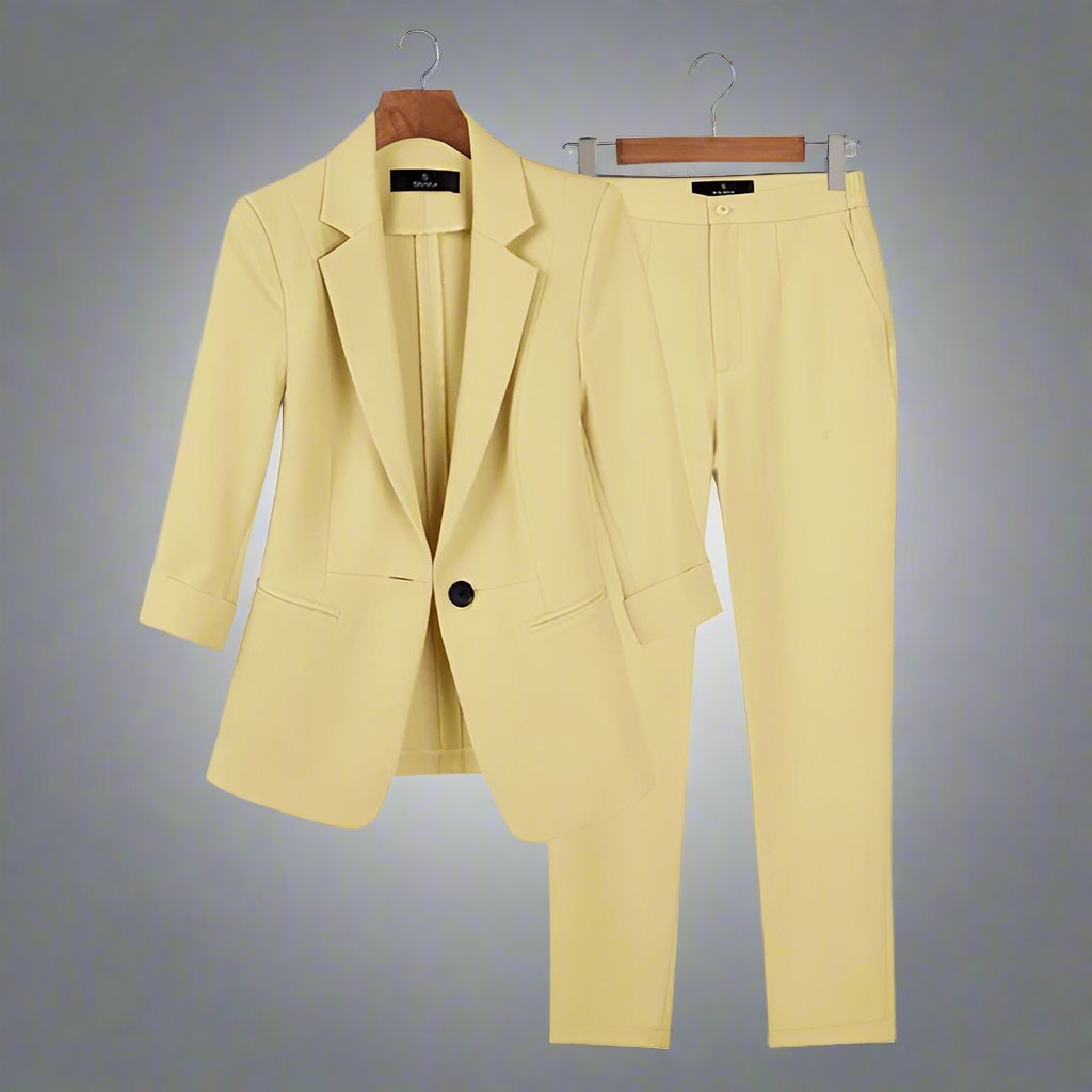 ModeGeist | Blazer und Hose - Taillierte Passform - Eleganter Ein-Knopf-Blazer - Schmale Anzughose