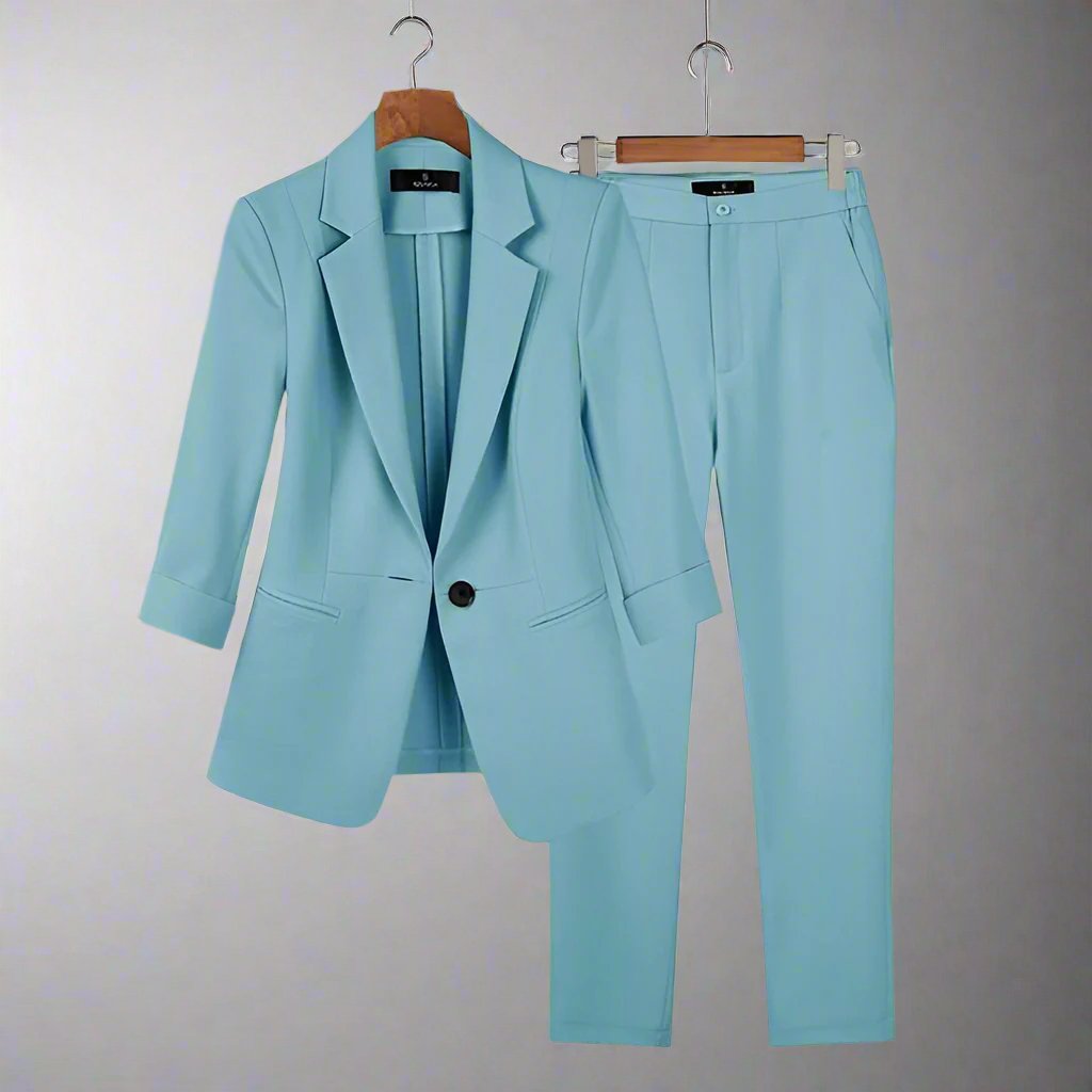 ModeGeist | Blazer und Hose - Taillierte Passform - Eleganter Ein-Knopf-Blazer - Schmale Anzughose