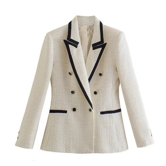 Avelena Damen Freizeitblazer mit Doppelknopf und langen Ärmeln