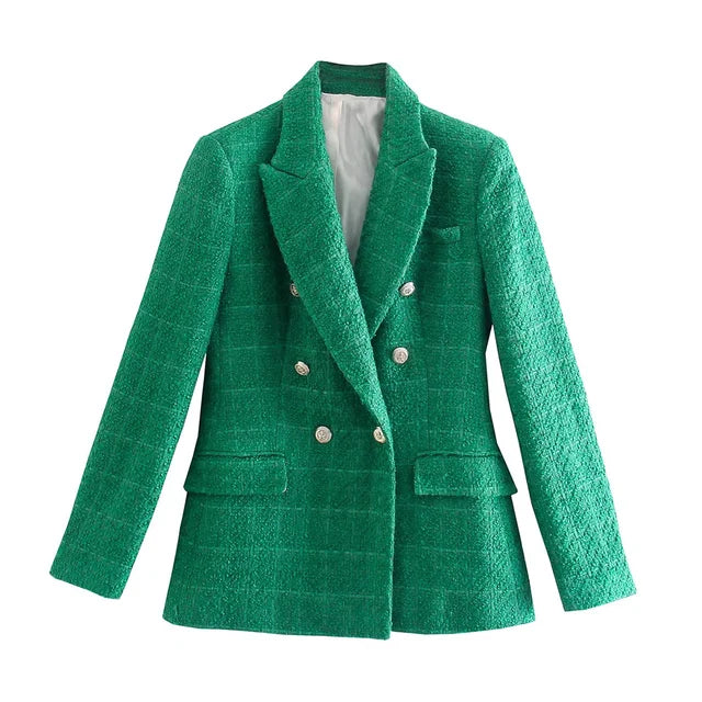Avelena Damen Freizeitblazer mit Doppelknopf und langen Ärmeln