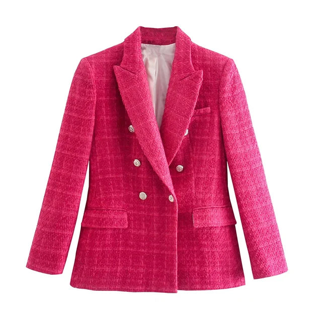 Avelena Damen Freizeitblazer mit Doppelknopf und langen Ärmeln