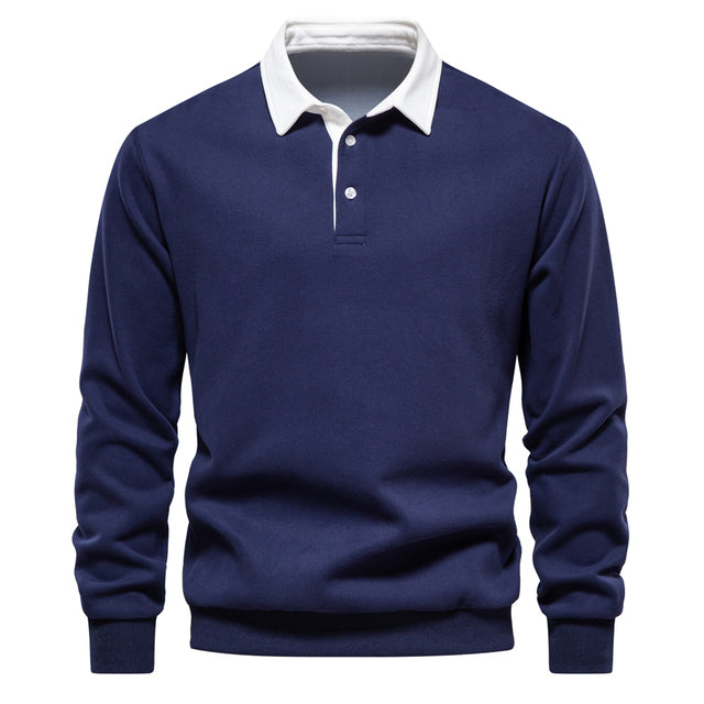ModeGeist | Klassisches Polo Hals Sweatshirt Baumwolle Bequem und Stilvoll