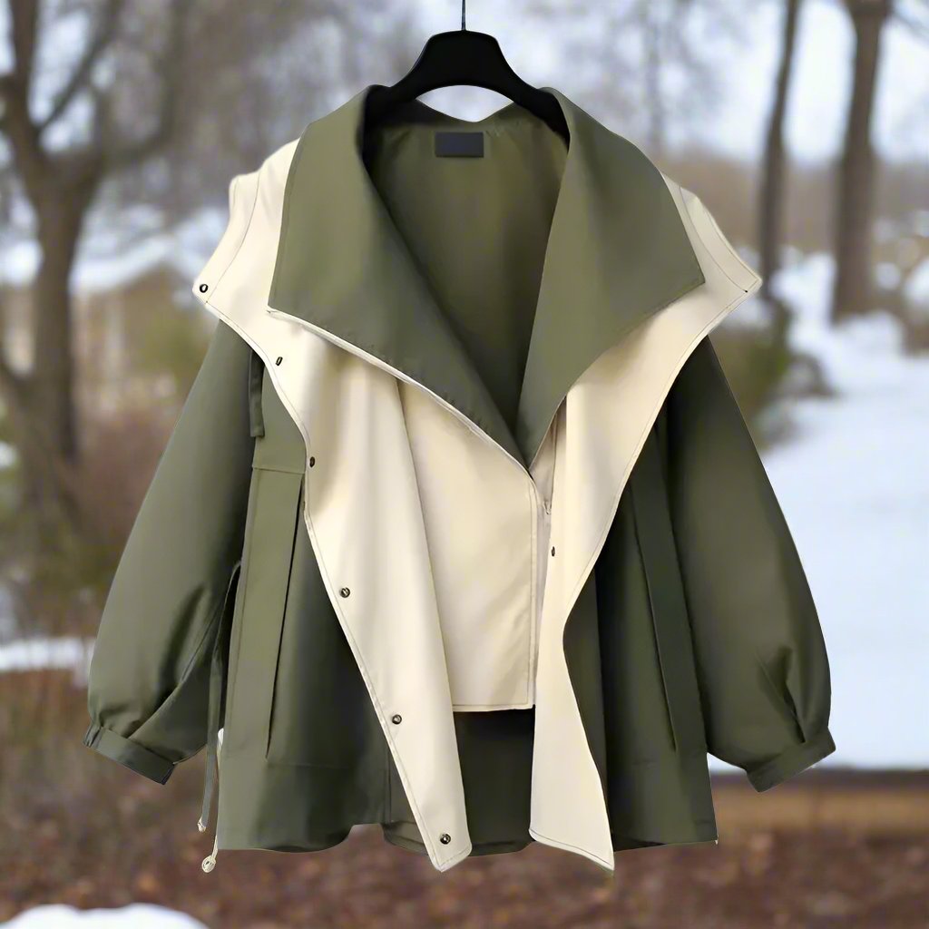 ModeGeist | Baumwolljacke - Drapierte Kragen Lässige Passform Jacke