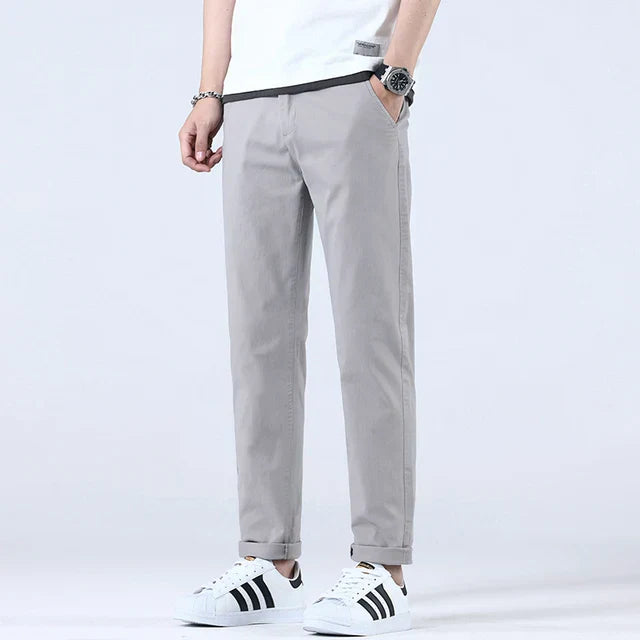 MODEGEIST: Slim Fit Business Trousers for Men