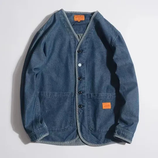 ModeGeist | Herren Jeansjacke mit V-Ausschnitt