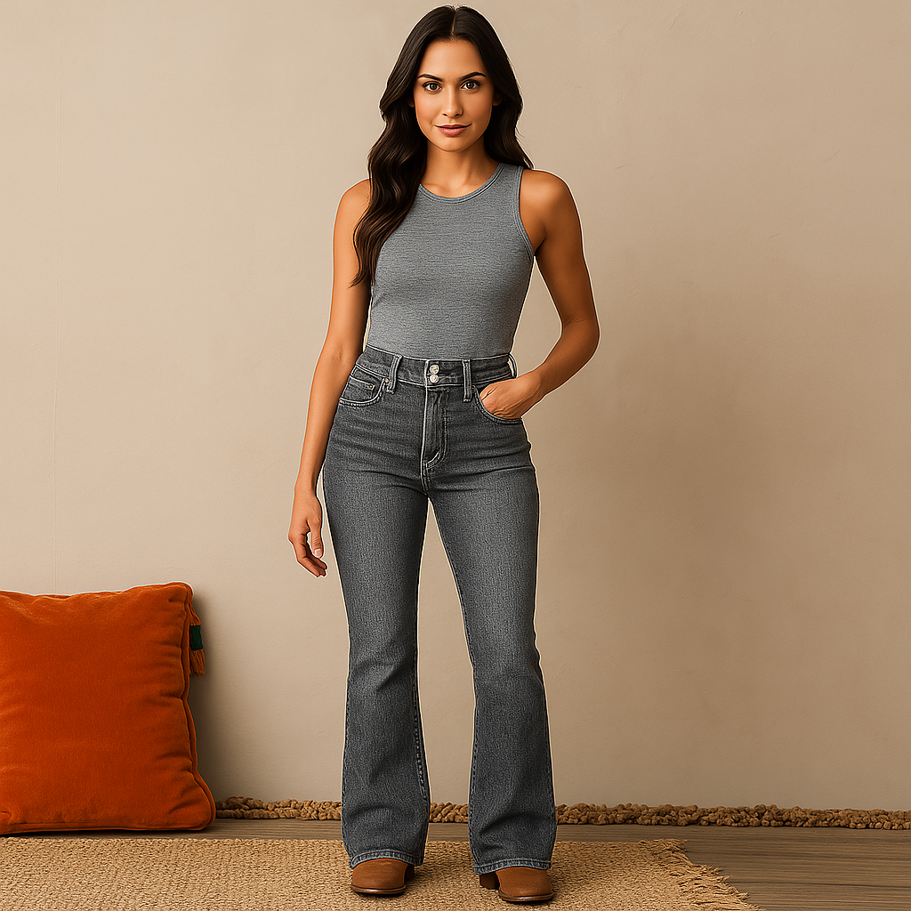 SIBEL Schlagjeans mit hohem Bund