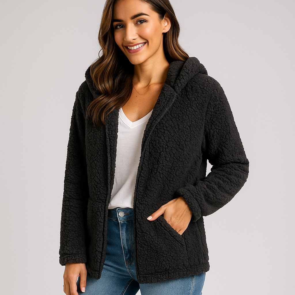 ModeGeist | Fleecejacke mit Kapuze für Damen