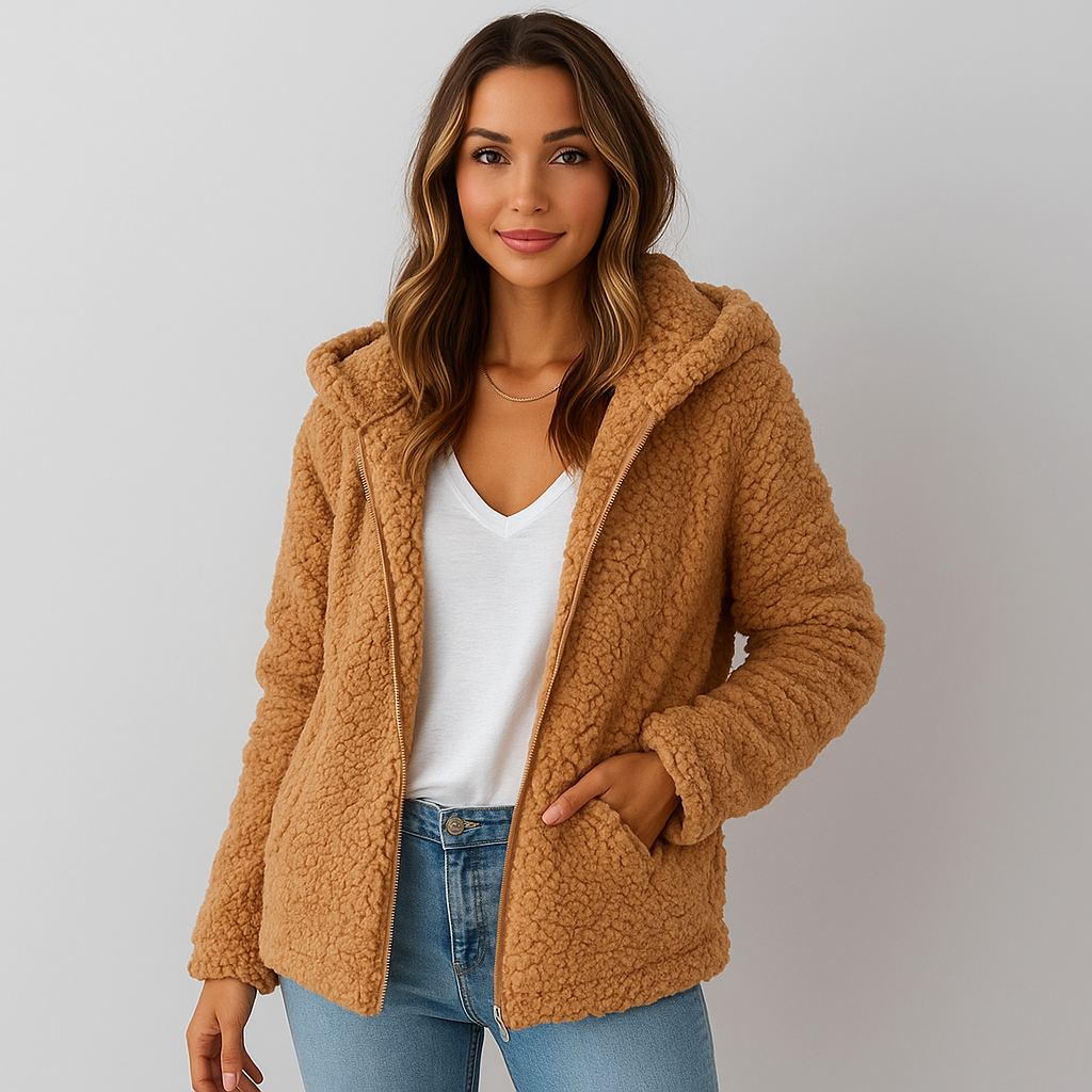 ModeGeist | Fleecejacke mit Kapuze für Damen