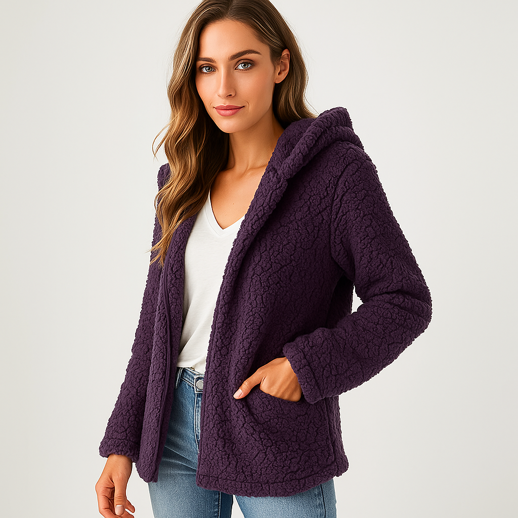 ModeGeist | Fleecejacke mit Kapuze für Damen