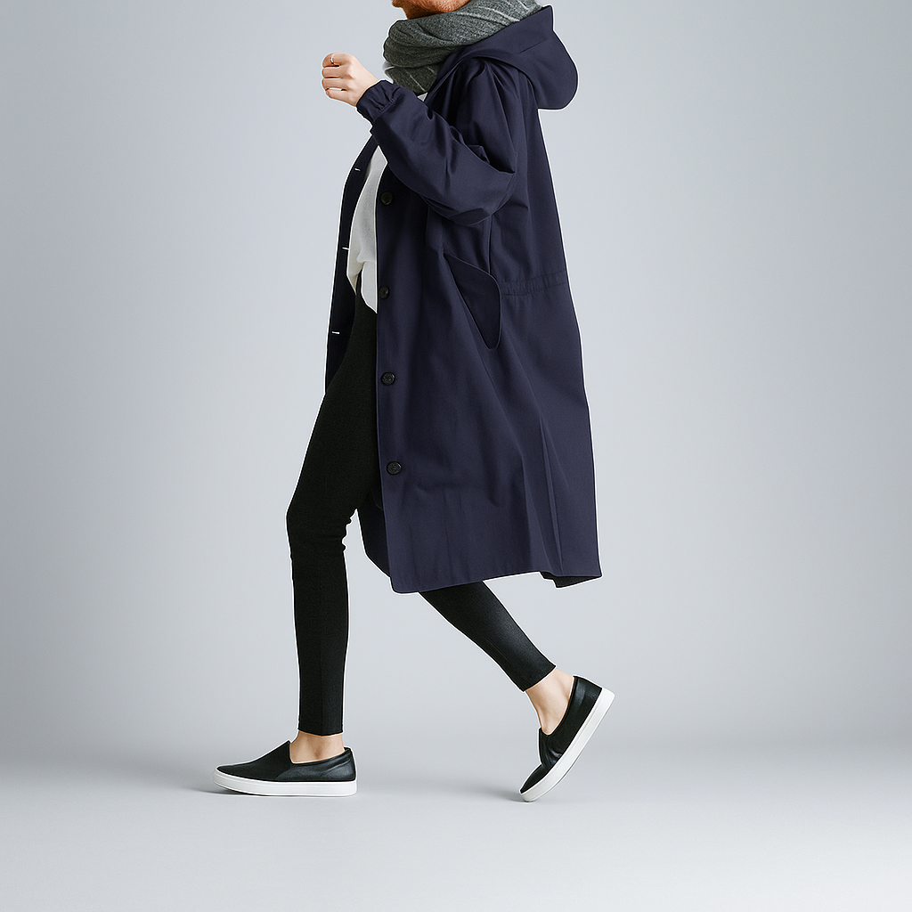 ModeGeist | Damen Trenchcoat oversized mit leichter Kapuze
