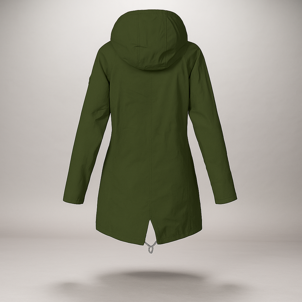 ModeGeist | Leichter, wasserdichter Mantel mit verstellbarer Kapuze für Frauen Jade