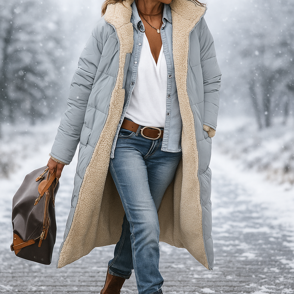 ModeGeist | Lange gepolsterte Jacke mit warmem Futter