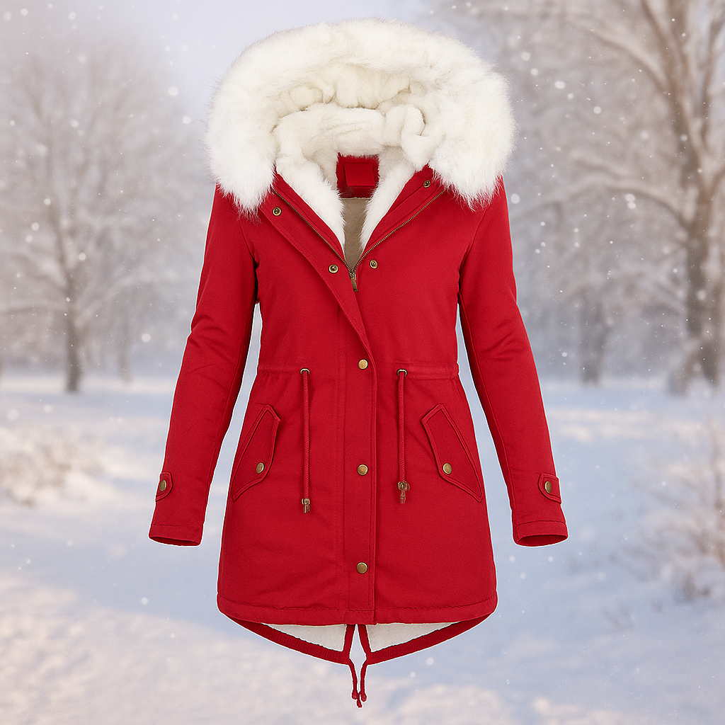 ModeGeist | Stilvolle Winterjacke mit Kapuze aus synthetischem Pelz