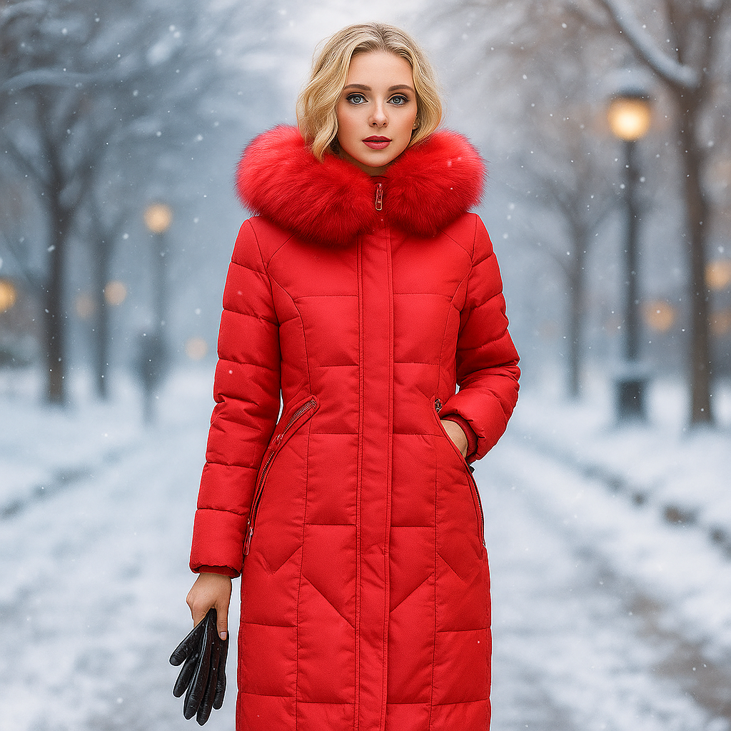ModeGeist | Lange gepolsterte Jacke mit Kapuze