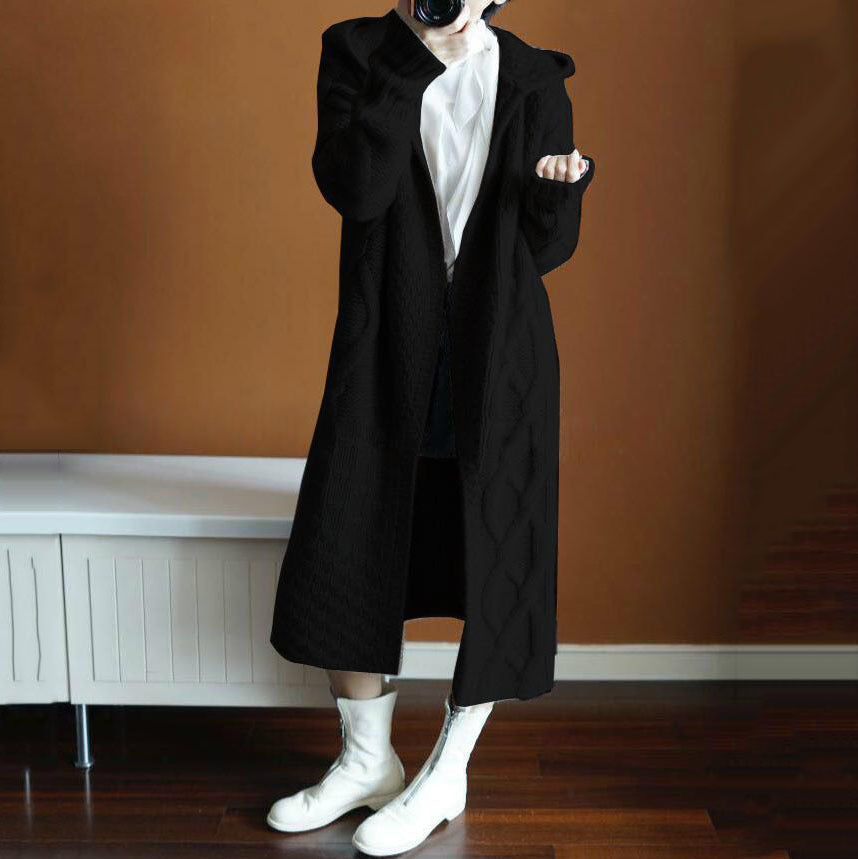 Damen Strickjacke mit Kapuze und feinem Textilmuster ModeGeist