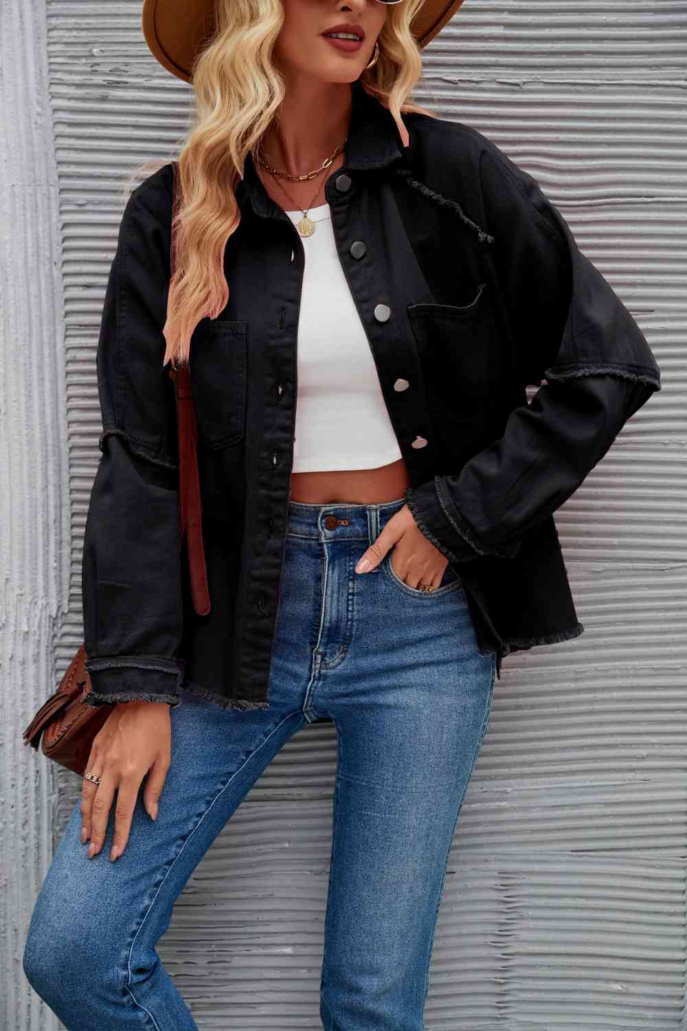 ModeGeist | Raw Hem Kragen Denimjacke