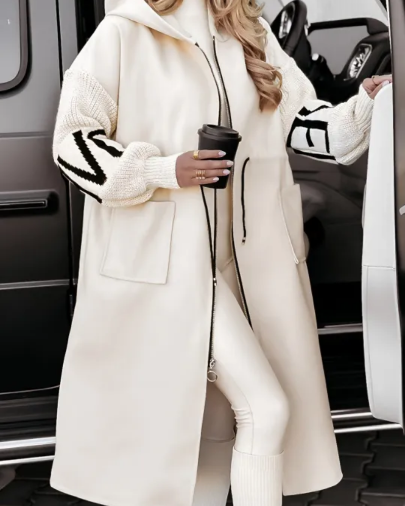 ModeGeist | Freizeit-Hoodie mit Gestrickten Ärmeln