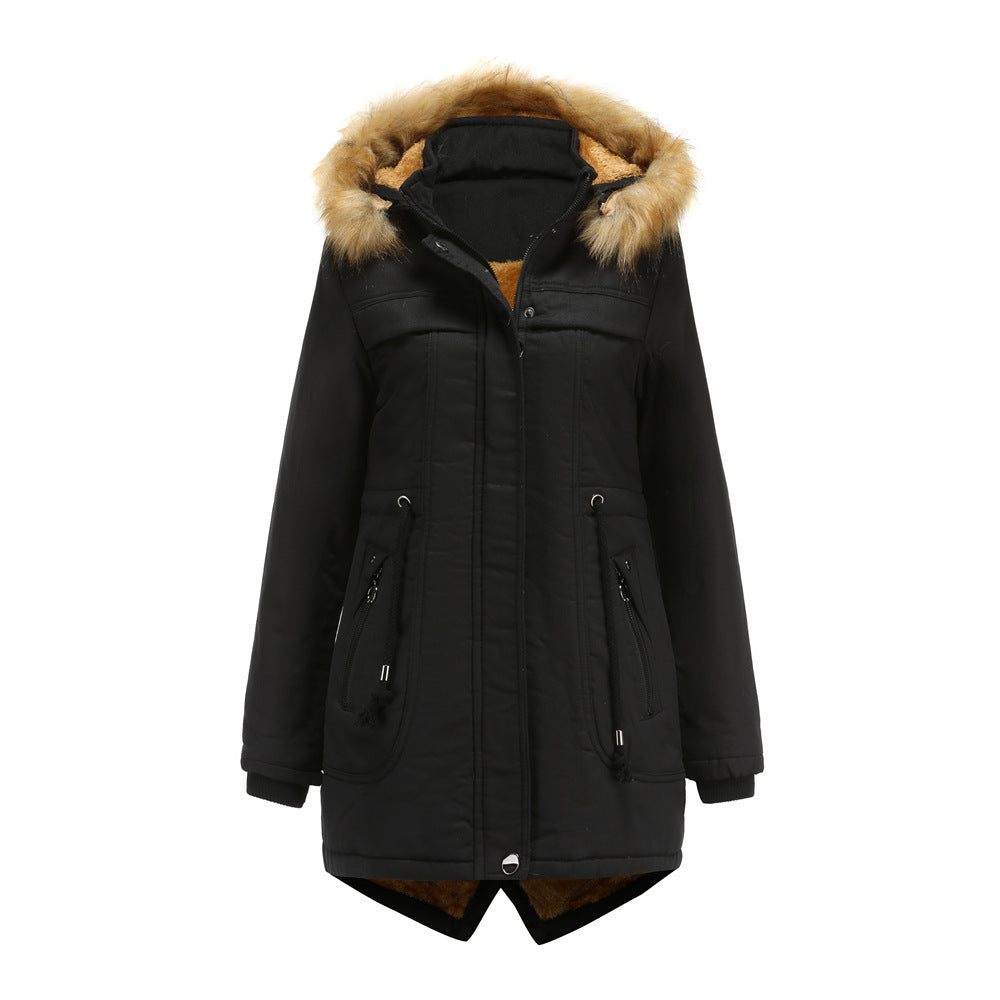 Damen Winterparka mit abnehmbarer Kapuze und Kunstfellbesatz ModeGeist