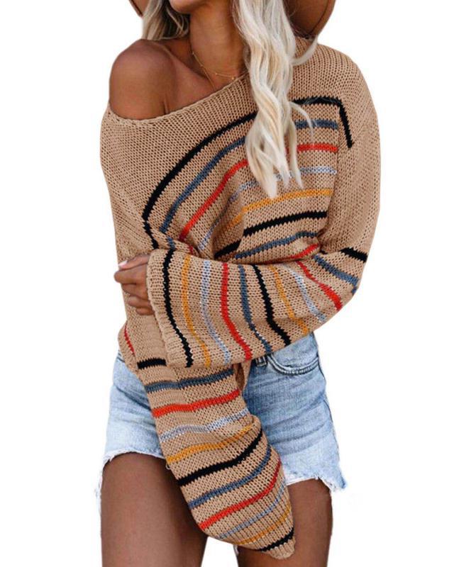 Damen Strickpullover im modernen Streifenmuster ModeGeist