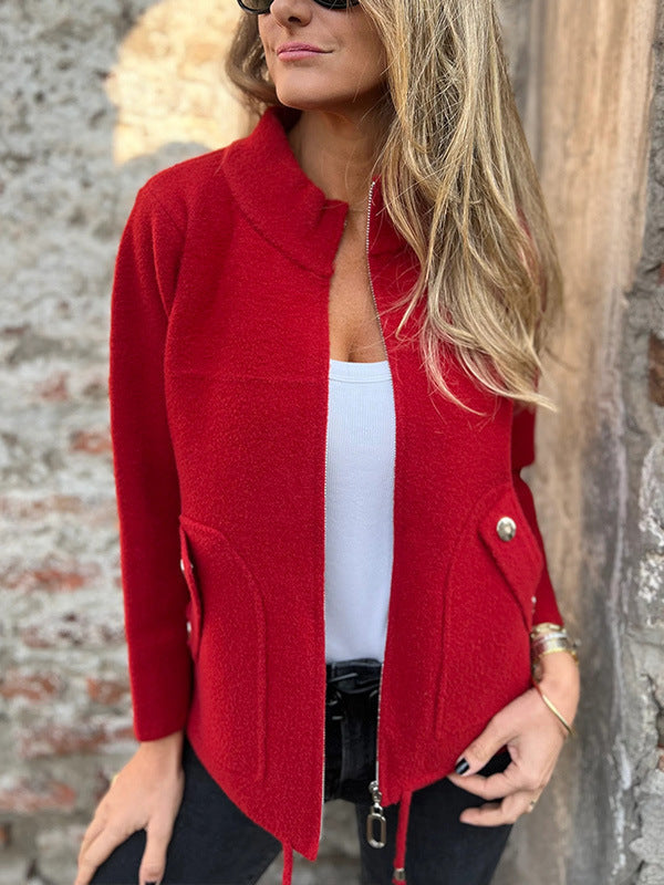 ModeGeist | Fleecejacke mit strukturiertem Stehkragen