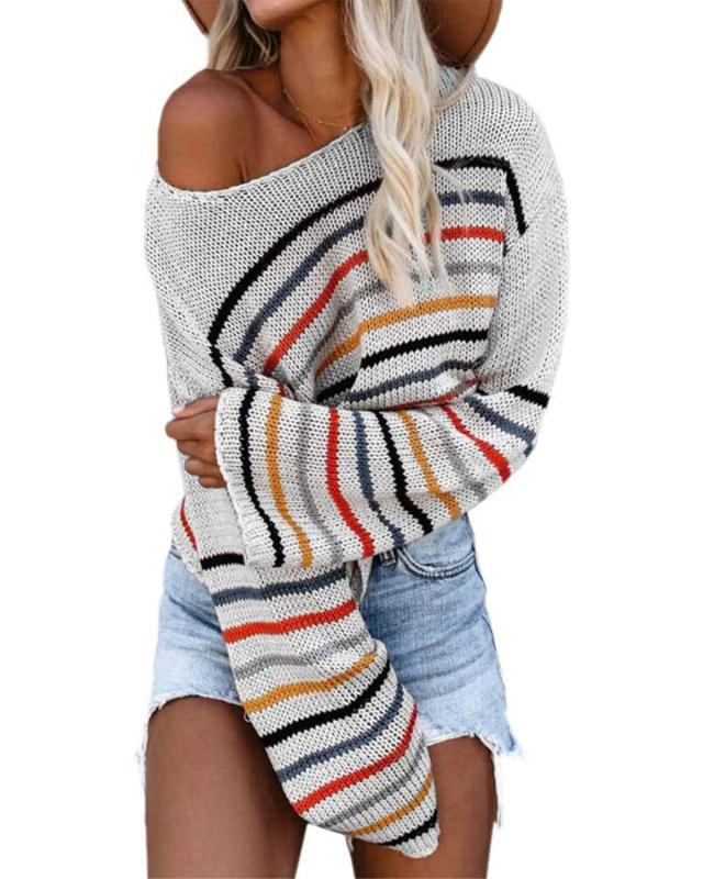 Damen Strickpullover im modernen Streifenmuster ModeGeist