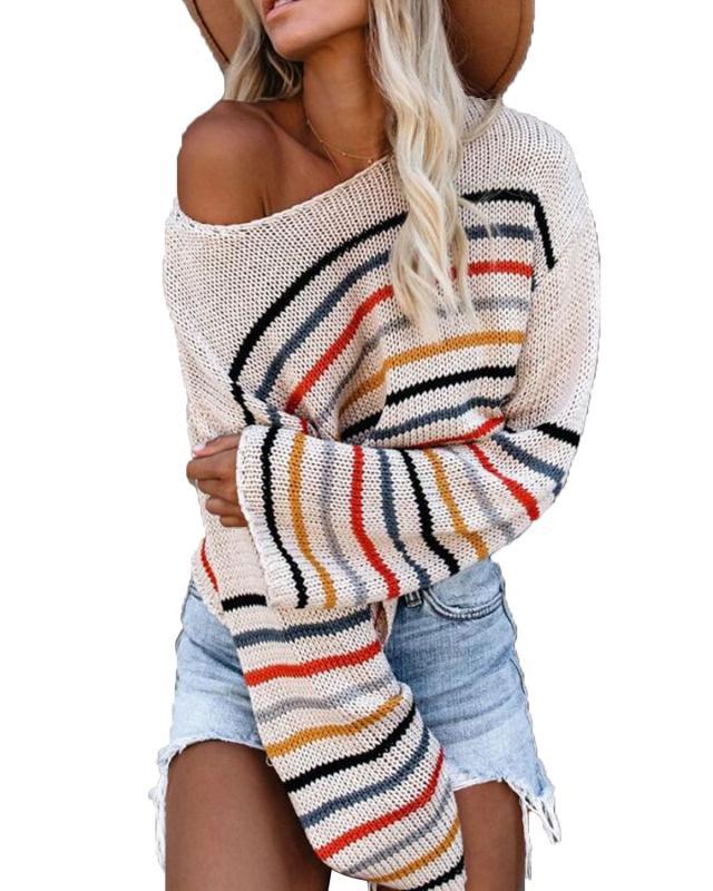 Damen Strickpullover im modernen Streifenmuster ModeGeist