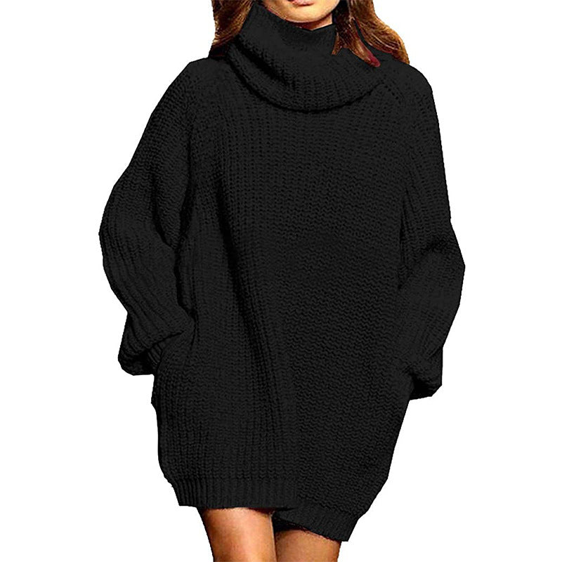 Damen Oversized Strickpullover mit hohem Kragen und weitem Schnitt ModeGeist