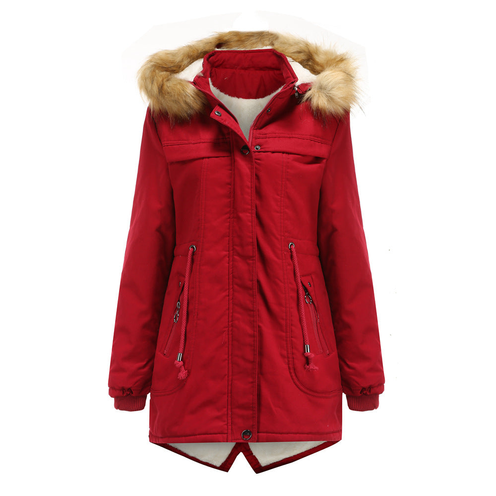 Damen Winterparka mit abnehmbarer Kapuze und Kunstfellbesatz ModeGeist