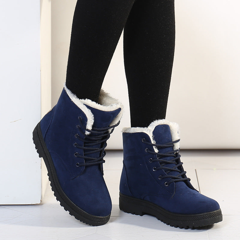 ModeGeist | Knöchel Stiefel - Wildleder - Schnürung Vorne - Kunstpelz-Besatz - Profilsohle