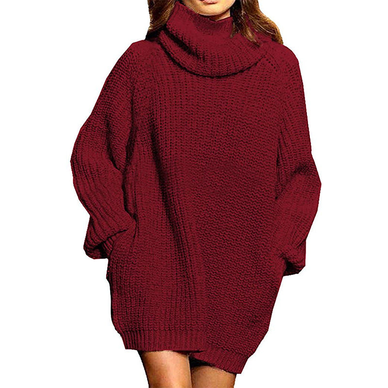 Damen Oversized Strickpullover mit hohem Kragen und weitem Schnitt ModeGeist