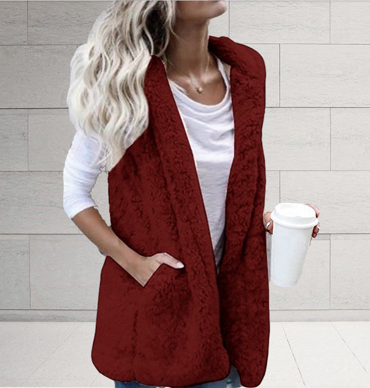 Damen Kuschelige Fleece-Weste mit ergonomischem Schnitt und großen Taschen ModeGeist