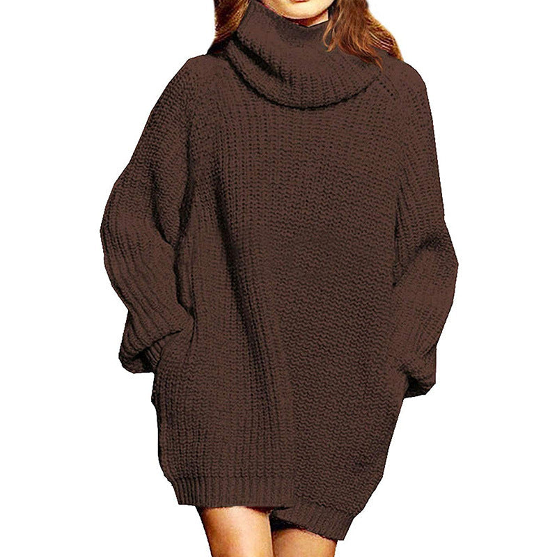 Damen Oversized Strickpullover mit hohem Kragen und weitem Schnitt ModeGeist