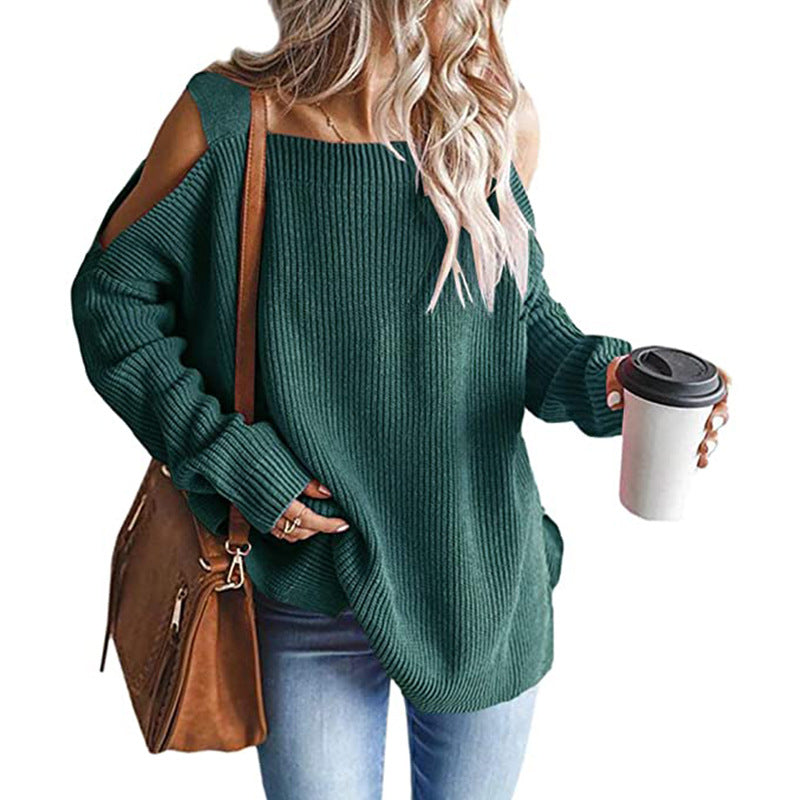 Damen Off-Shoulder Strickpullover mit modernen Details ModeGeist